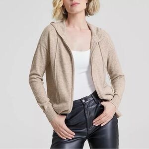 Charter Club Cashmere Zip Hoodie Taupe Size Medium NWT